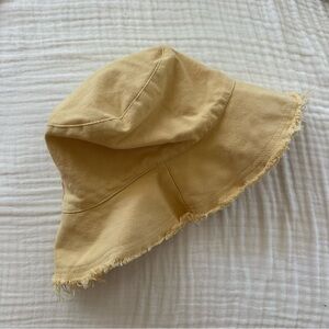 Frayed Edge Bucket Hat in Mustard Yellow
